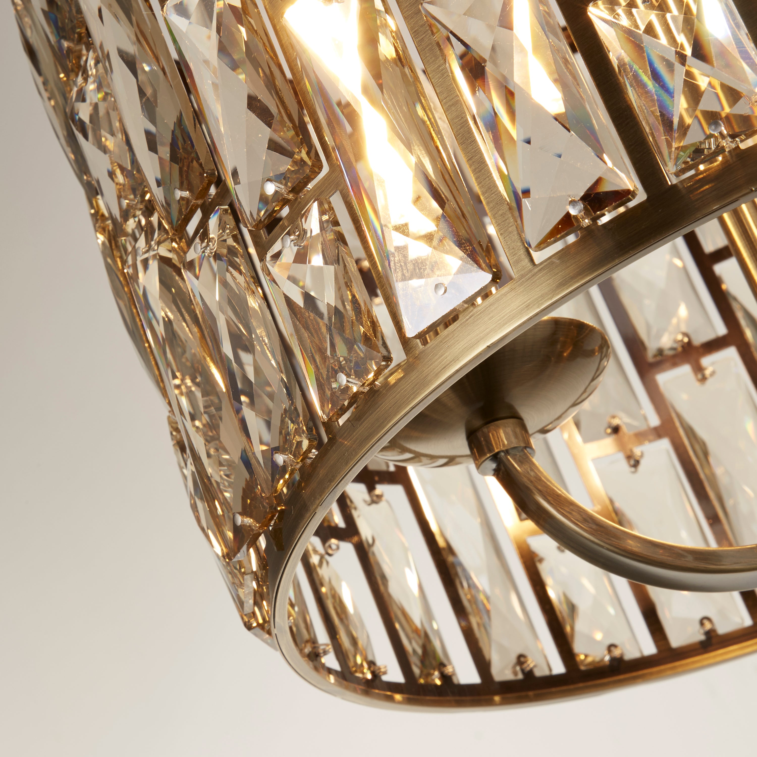 Searchlight Becket 3 Light Pendant - Antique Brass & Champagne Glass