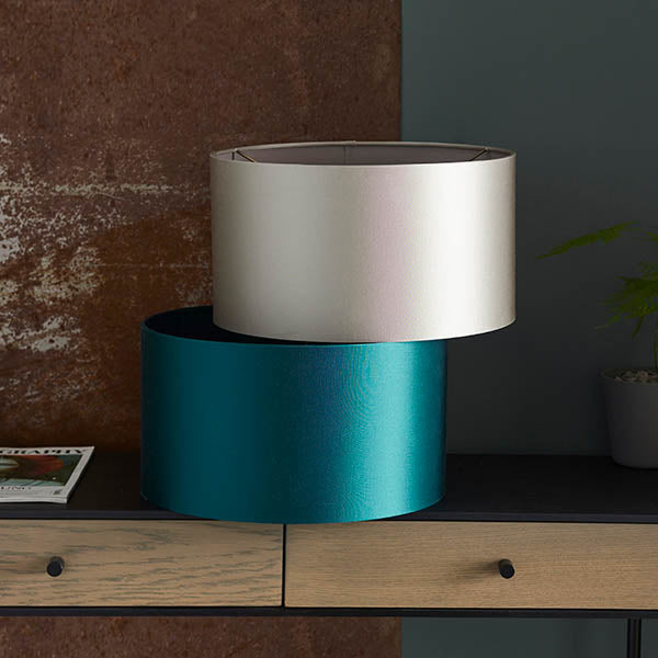 Utopia Peacock Cylinder - Shade Only Teal - 38cm Diameter - Shade Only