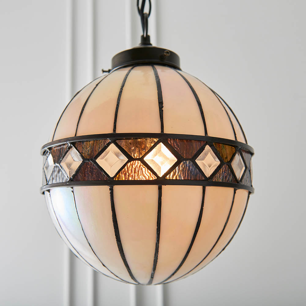 Interiors 1900 Fargo Small Globe Single Pendant - Tiffany Glass