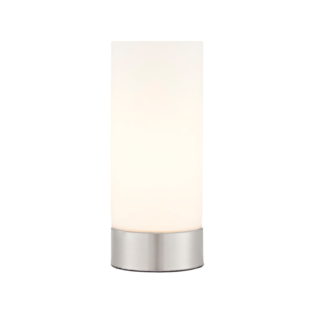 Endon Dara Single Light USB Table Lamp - Brushed Nickel Plate & Opal Glass