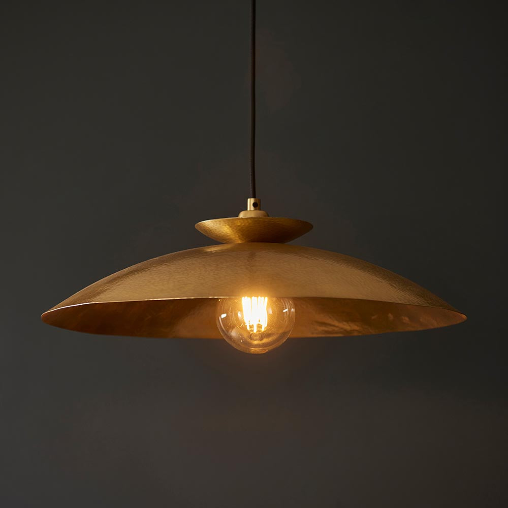 Utopia Hammered Disc Pendant Light - Brass