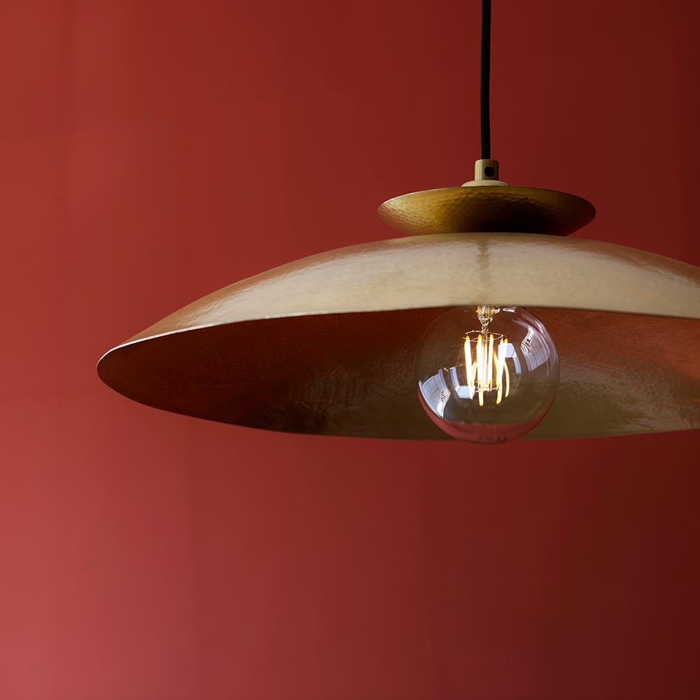 Utopia Hammered Disc Pendant Light - Brass