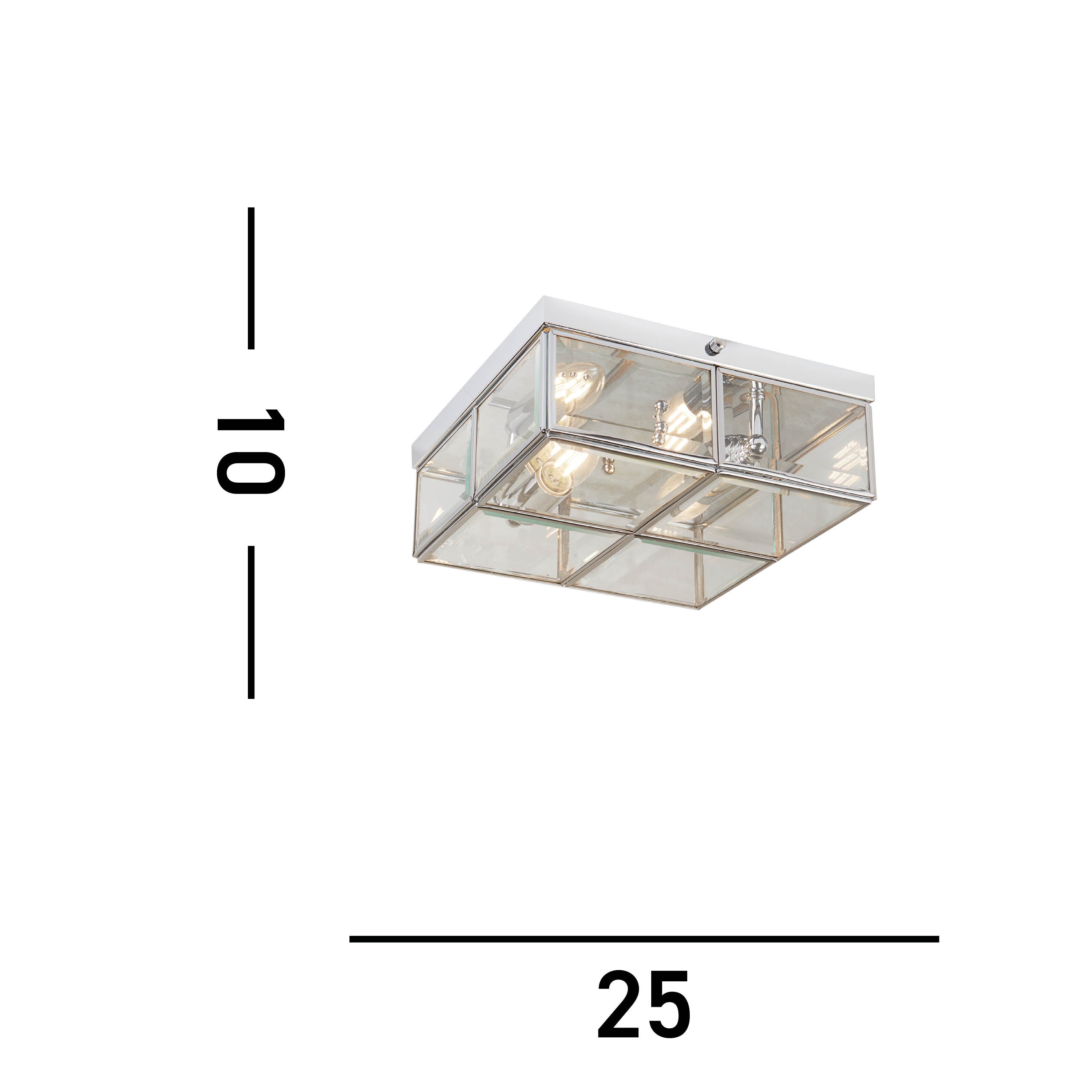 Searchlight Chrome 2 Light Flush Fitting With Clear Bevelled Glass Shade