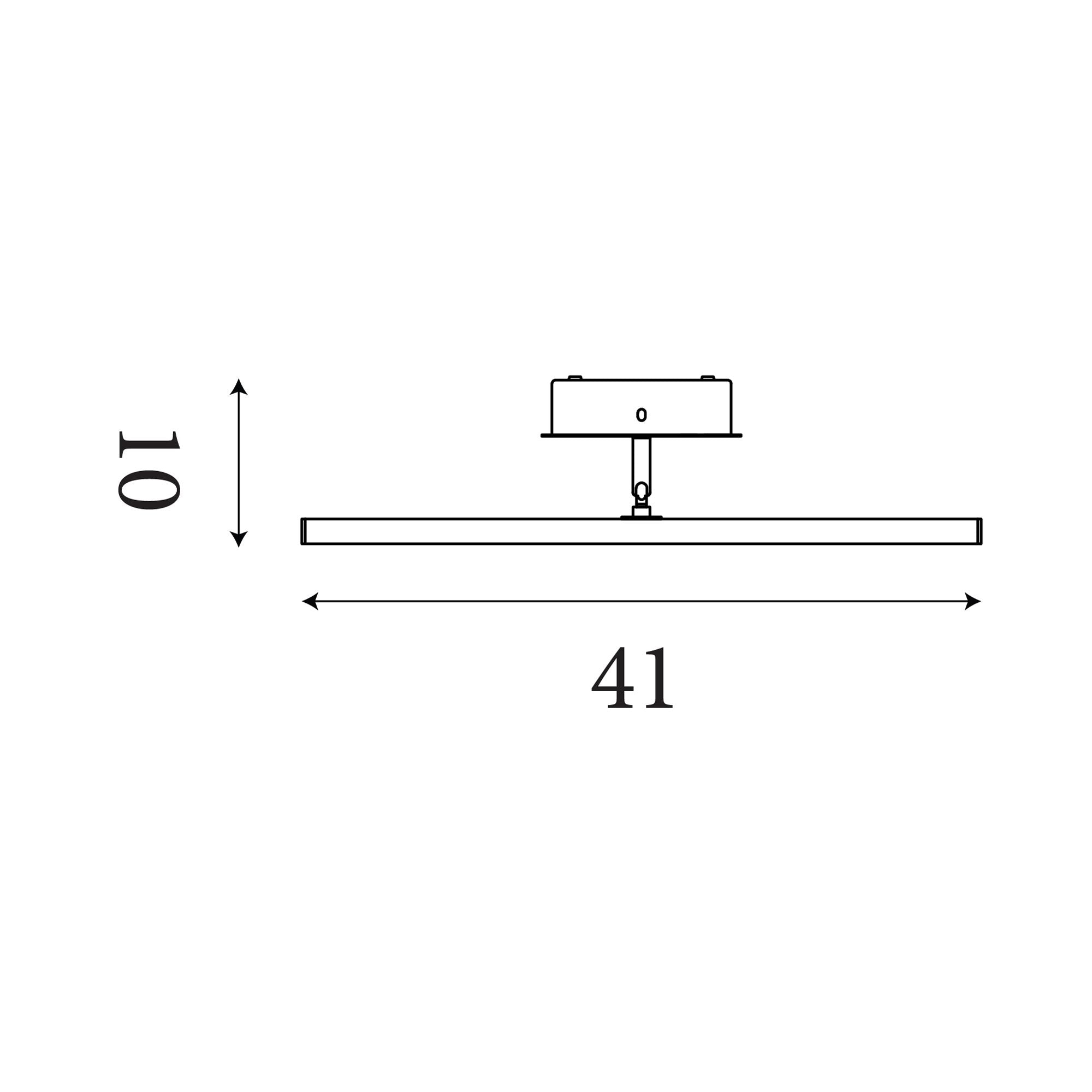 Technical line drawing of the 41cm Amalfi wall light showing its 41cm length and 10cm height