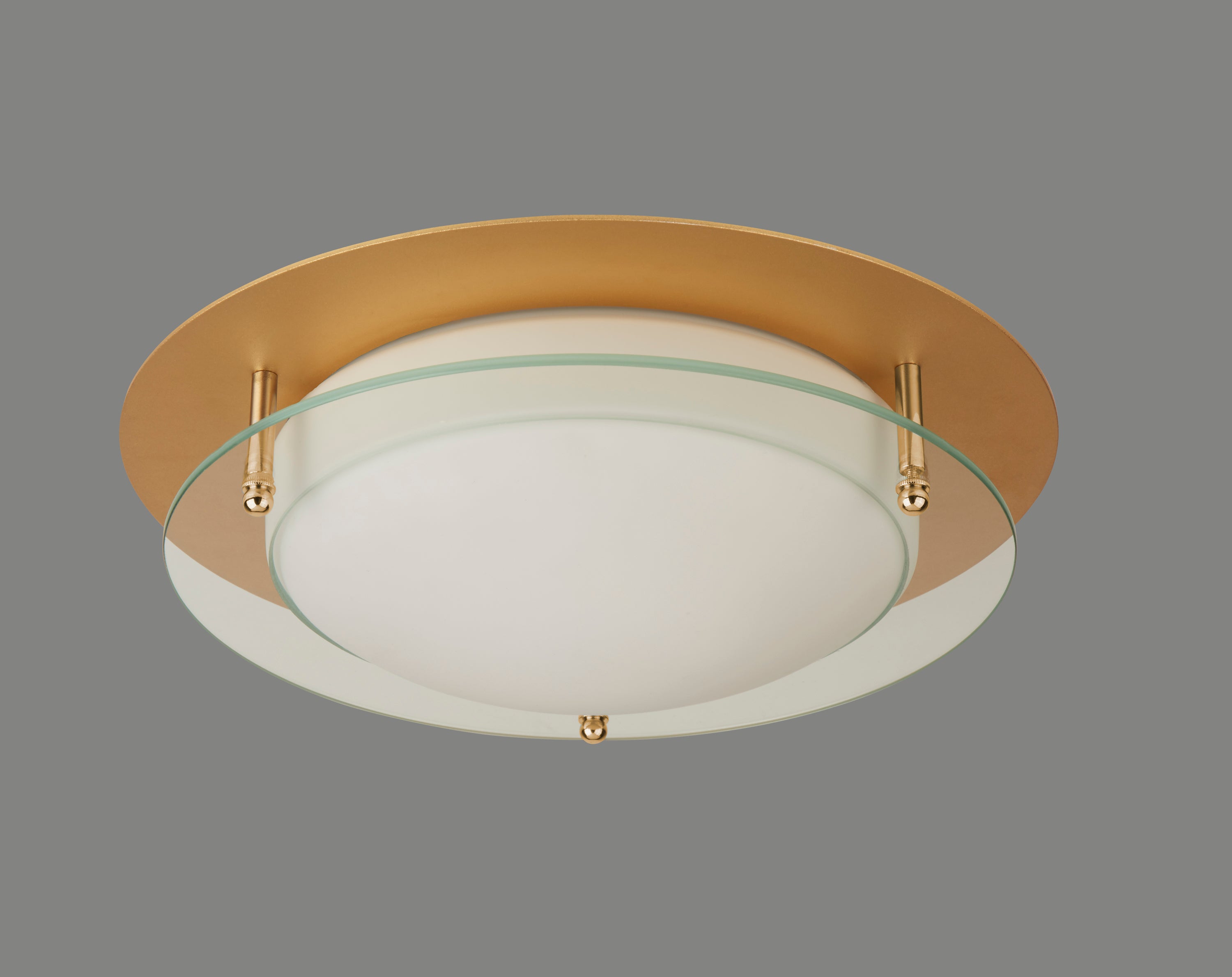 Searchlight Barmouth Bathroom 38cm Flush LED Light - Gold With Glass Halo Ring