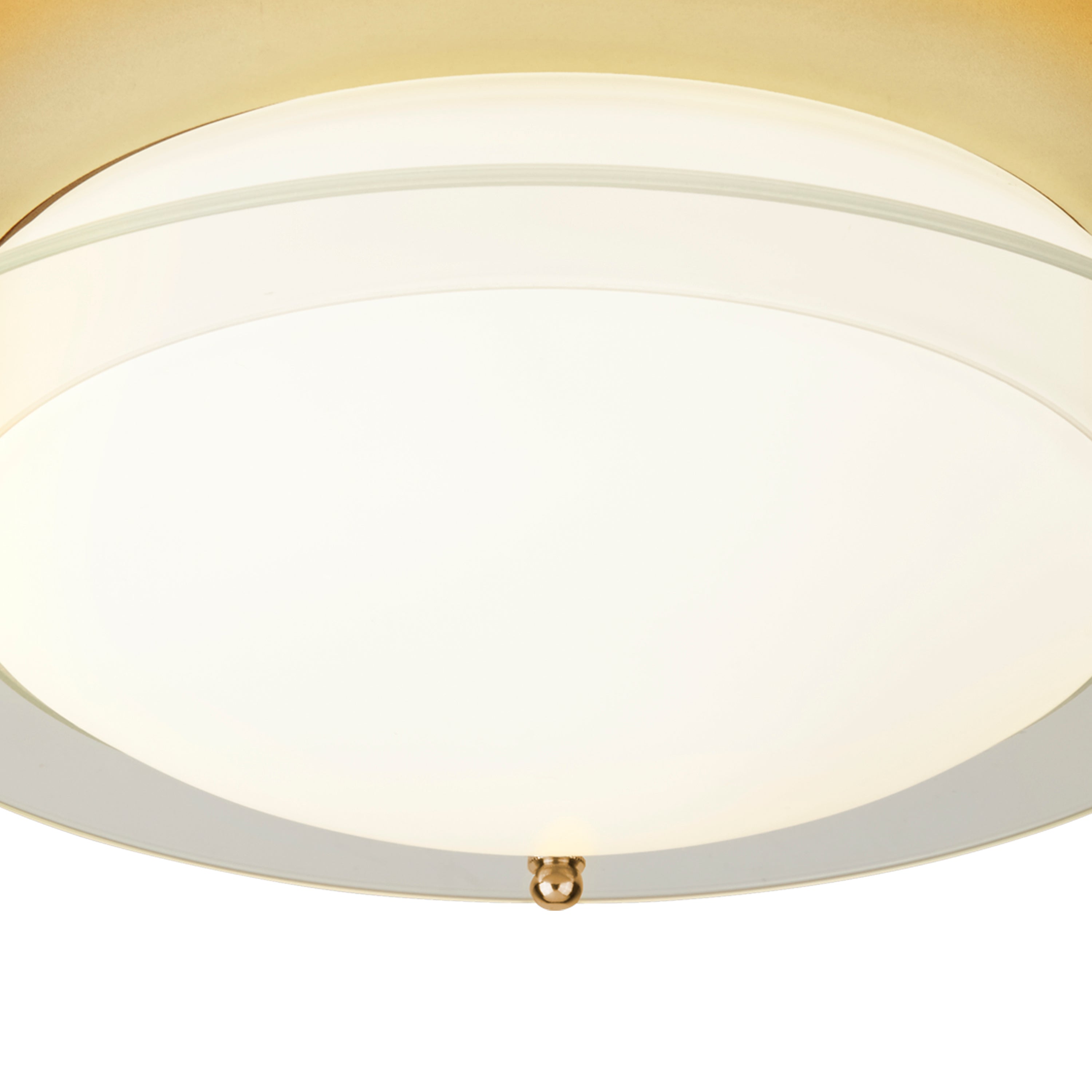 Searchlight Barmouth Bathroom 38cm Flush LED Light - Gold With Glass Halo Ring