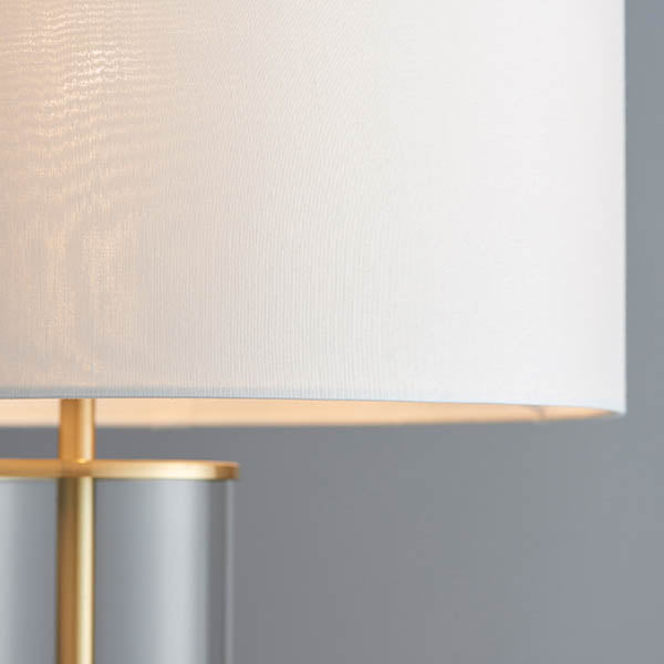 Endon Lessina Single Light Table Lamp - Satin Brass Plate & Vintage White Fabric