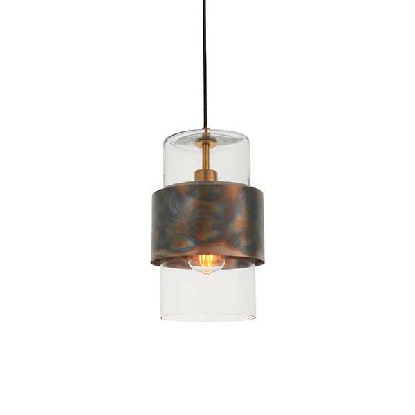 Utopia Swirl Single Pendant - Bronze Patina With Clear Glass