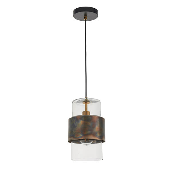 Utopia Swirl Single Pendant - Bronze Patina With Clear Glass