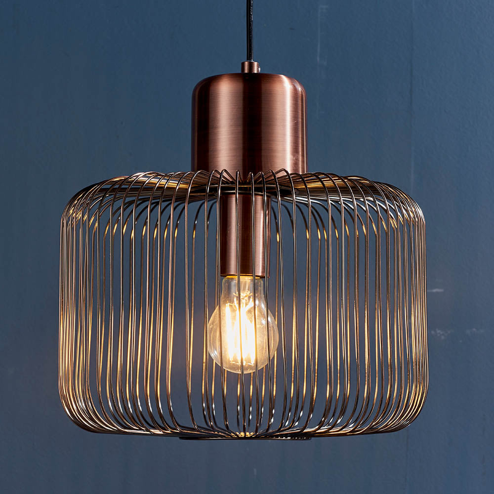 Endon Nicola Single Light Pendant - Antique Copper Plate