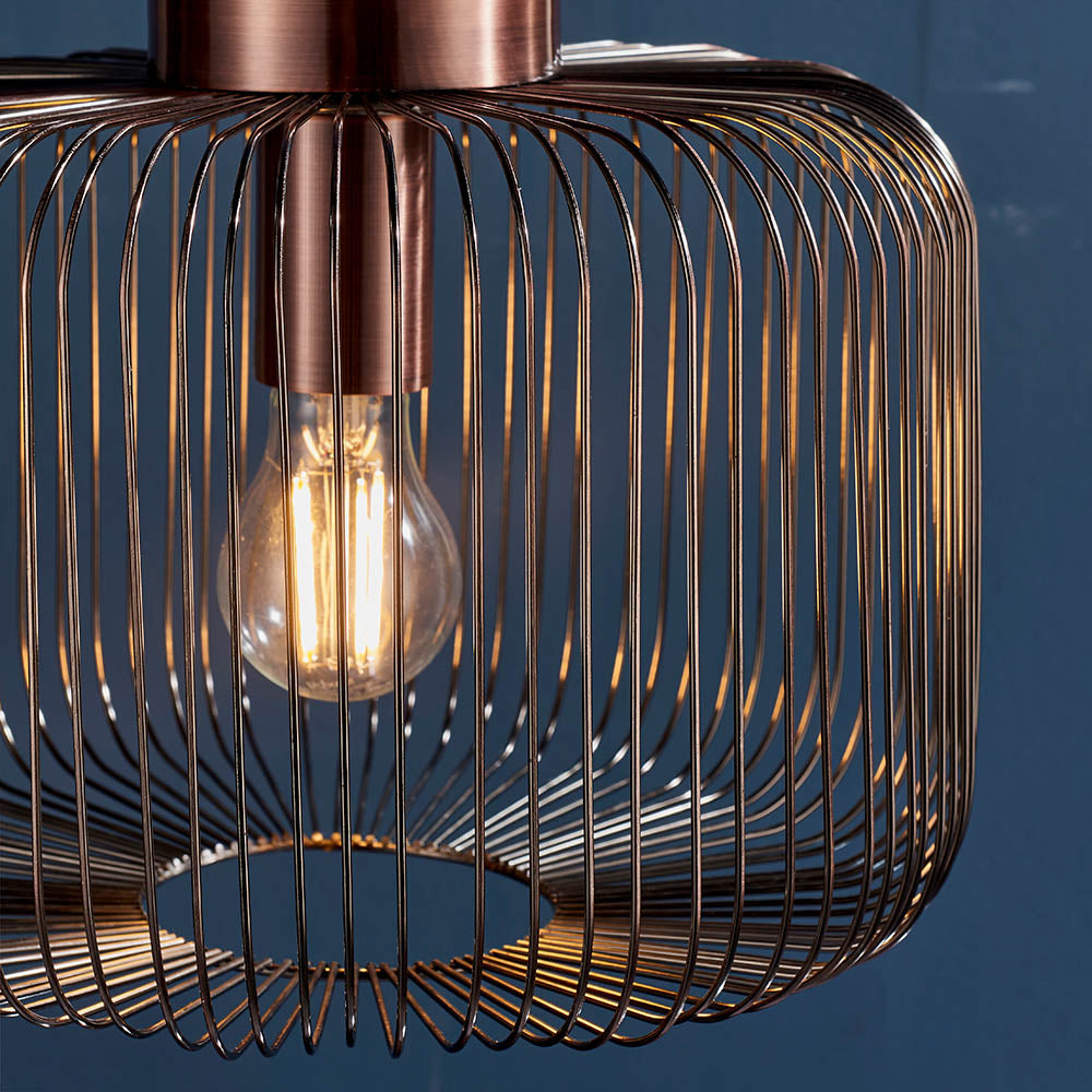 Endon Nicola Single Light Pendant - Antique Copper Plate