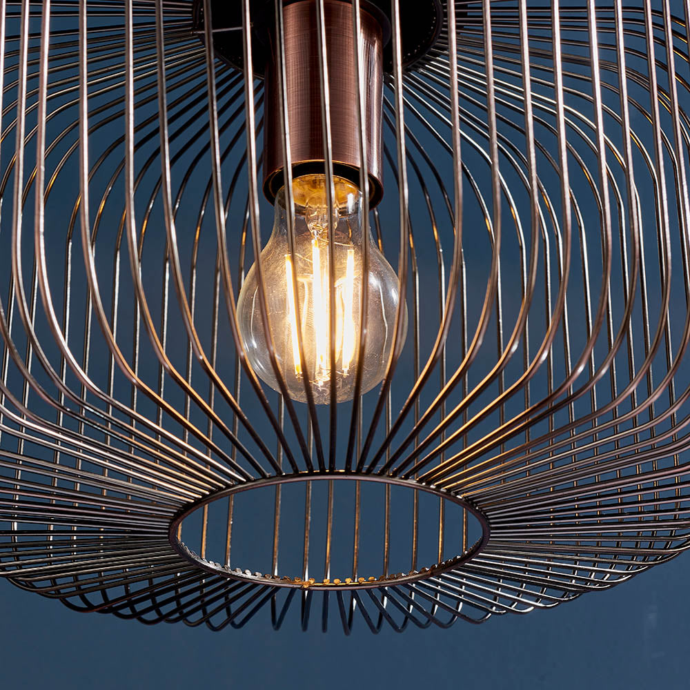 Endon Nicola Single Light Pendant - Antique Copper Plate