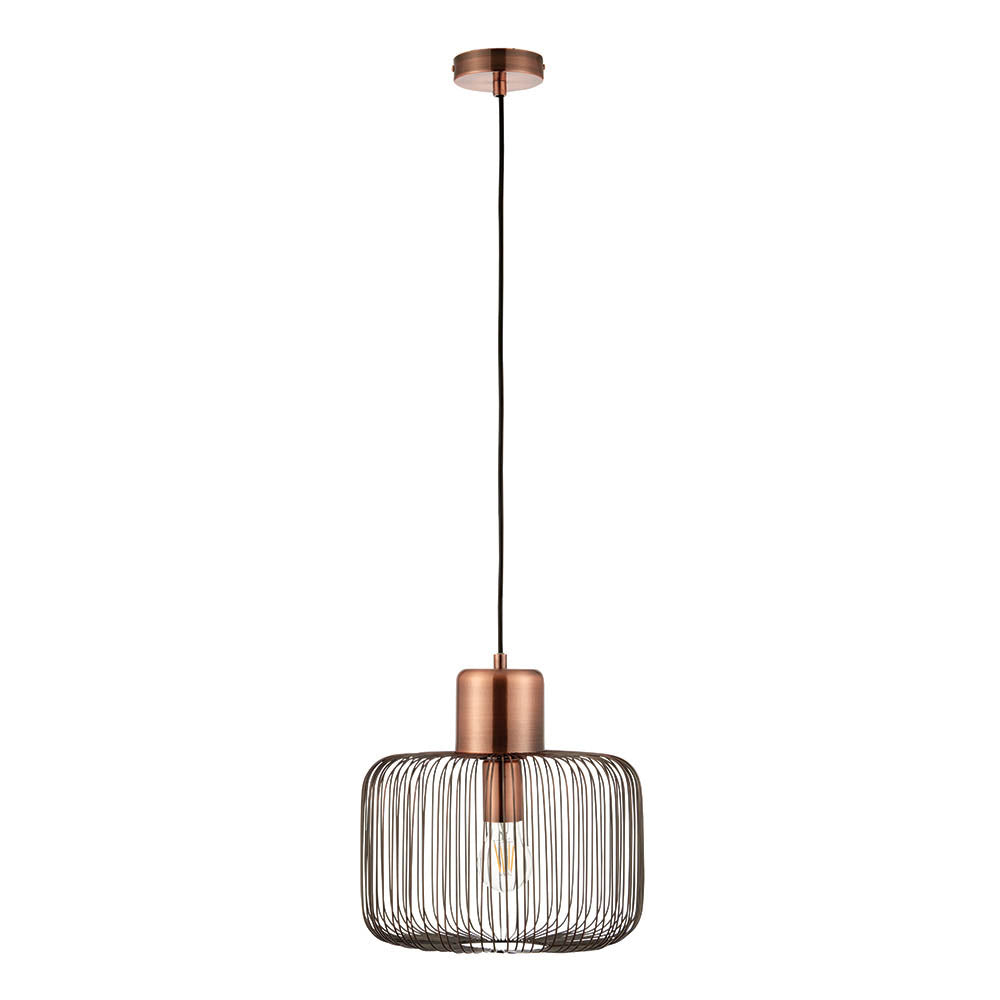 Endon Nicola Single Light Pendant - Antique Copper Plate