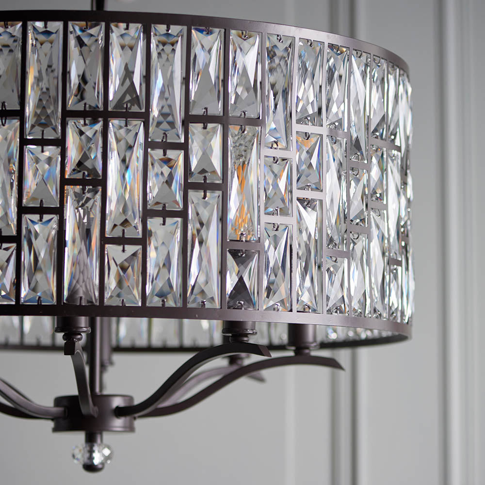 Endon Belle 8 Light Pendant - Dark Bronze & Clear Crystal Glass