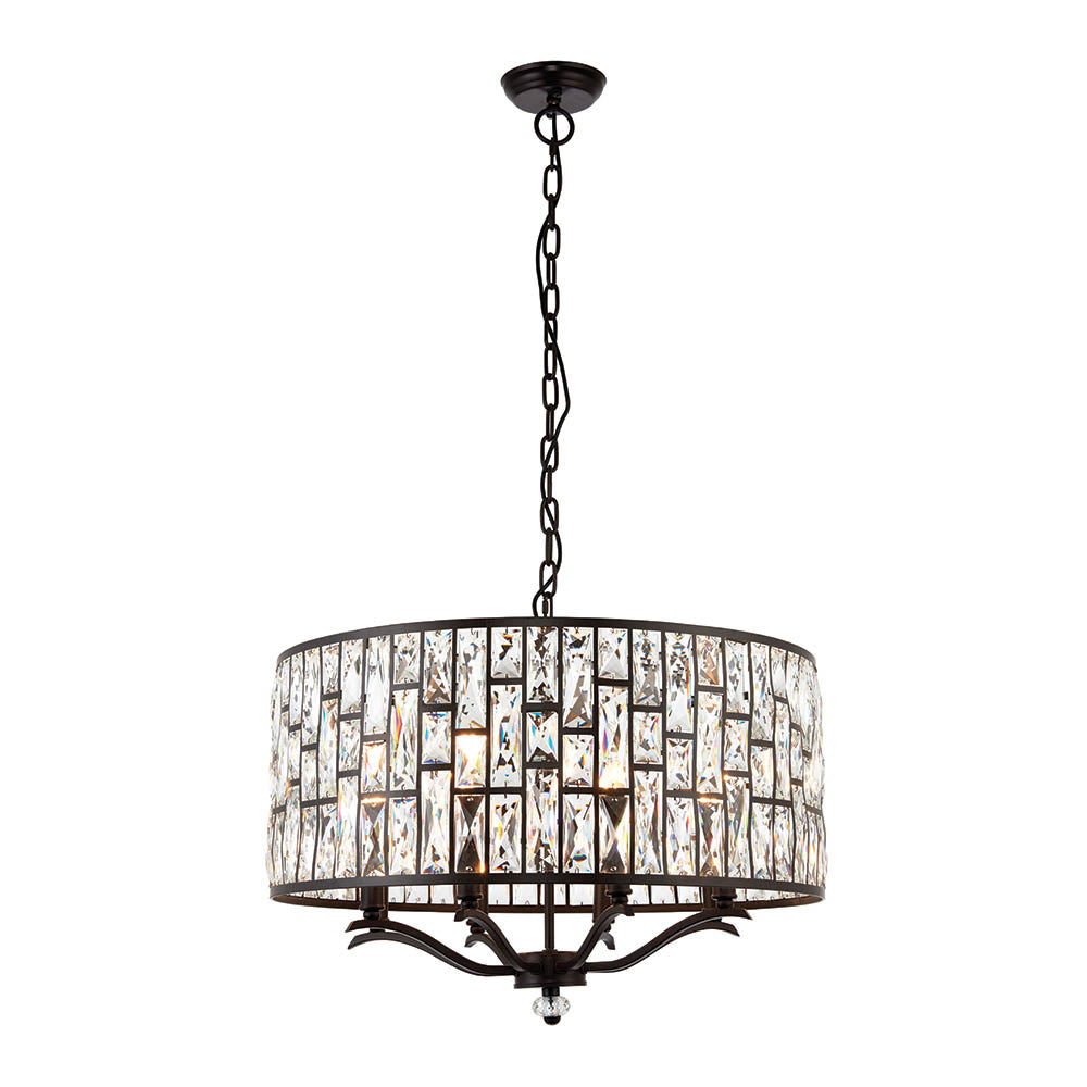 Endon Belle 8 Light Pendant - Dark Bronze & Clear Crystal Glass