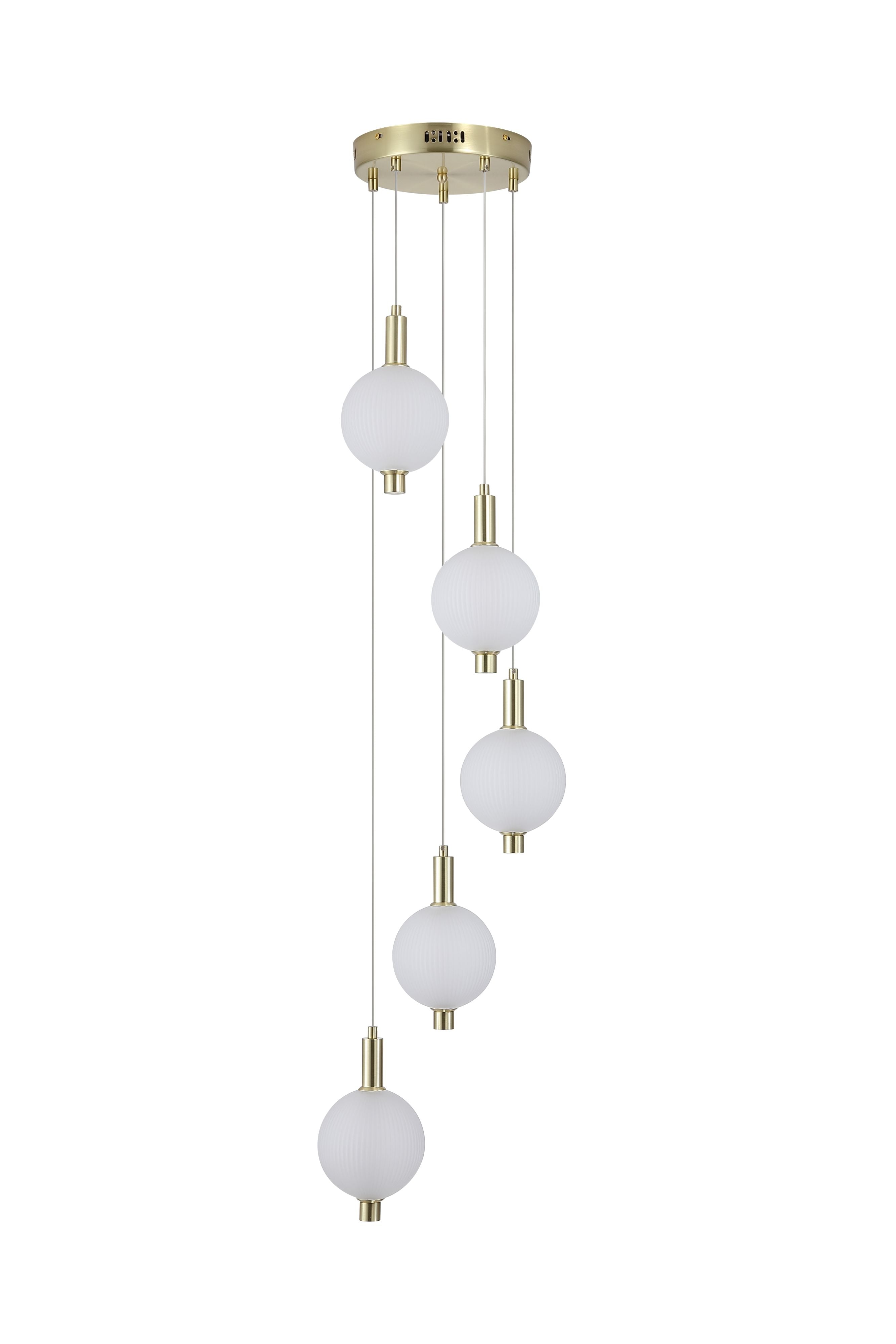 Searchlight Luminique LED 5 Light Pendant - Satin Brass - view 2