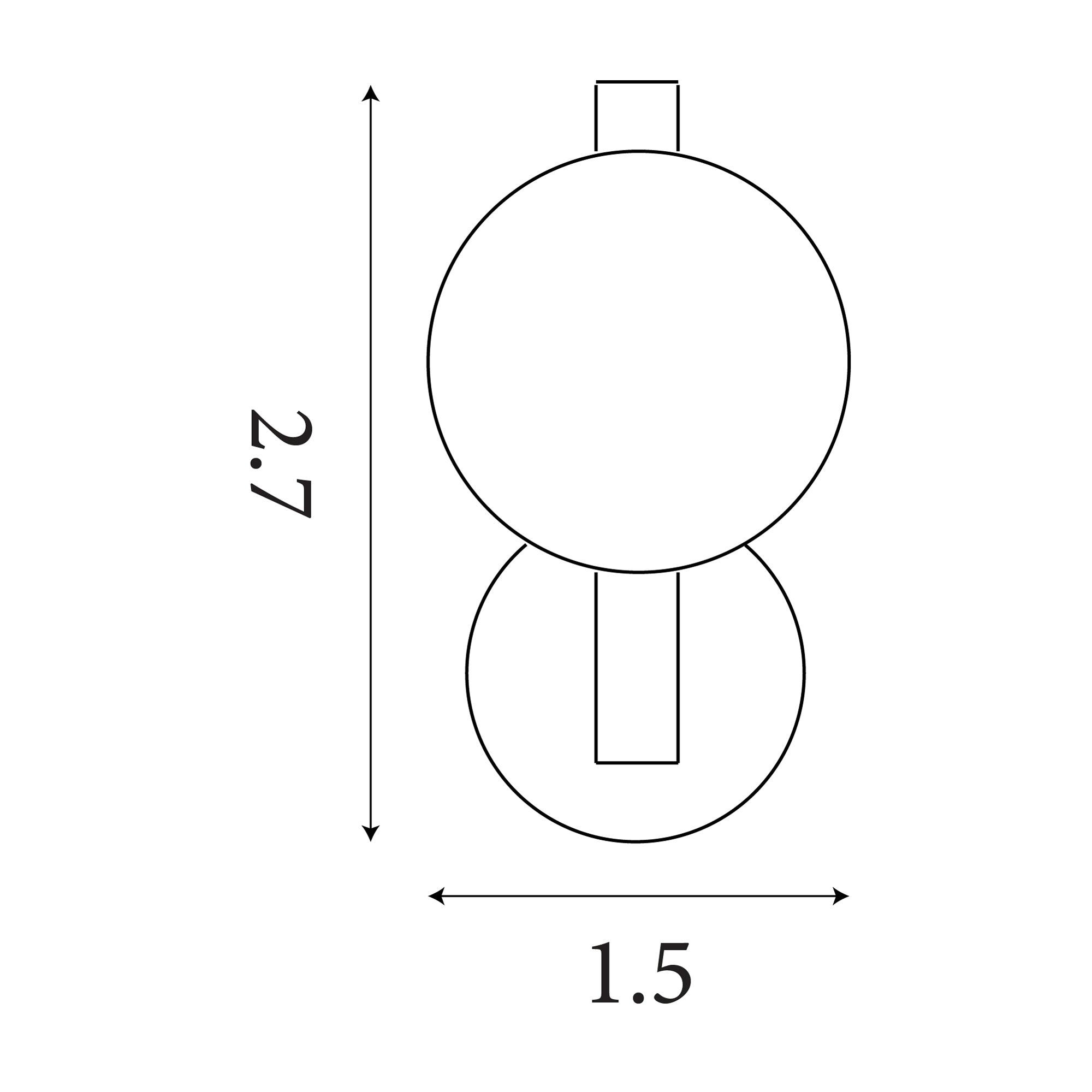 Searchlight Luminique LED Wall Light technical drawing showing 27cm height and 15cm width
