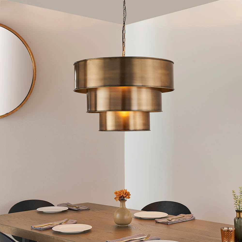 Endon Morad Single Light Pendant - Aged Brass Plate