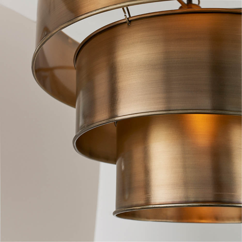 Endon Morad Single Light Pendant - Aged Brass Plate
