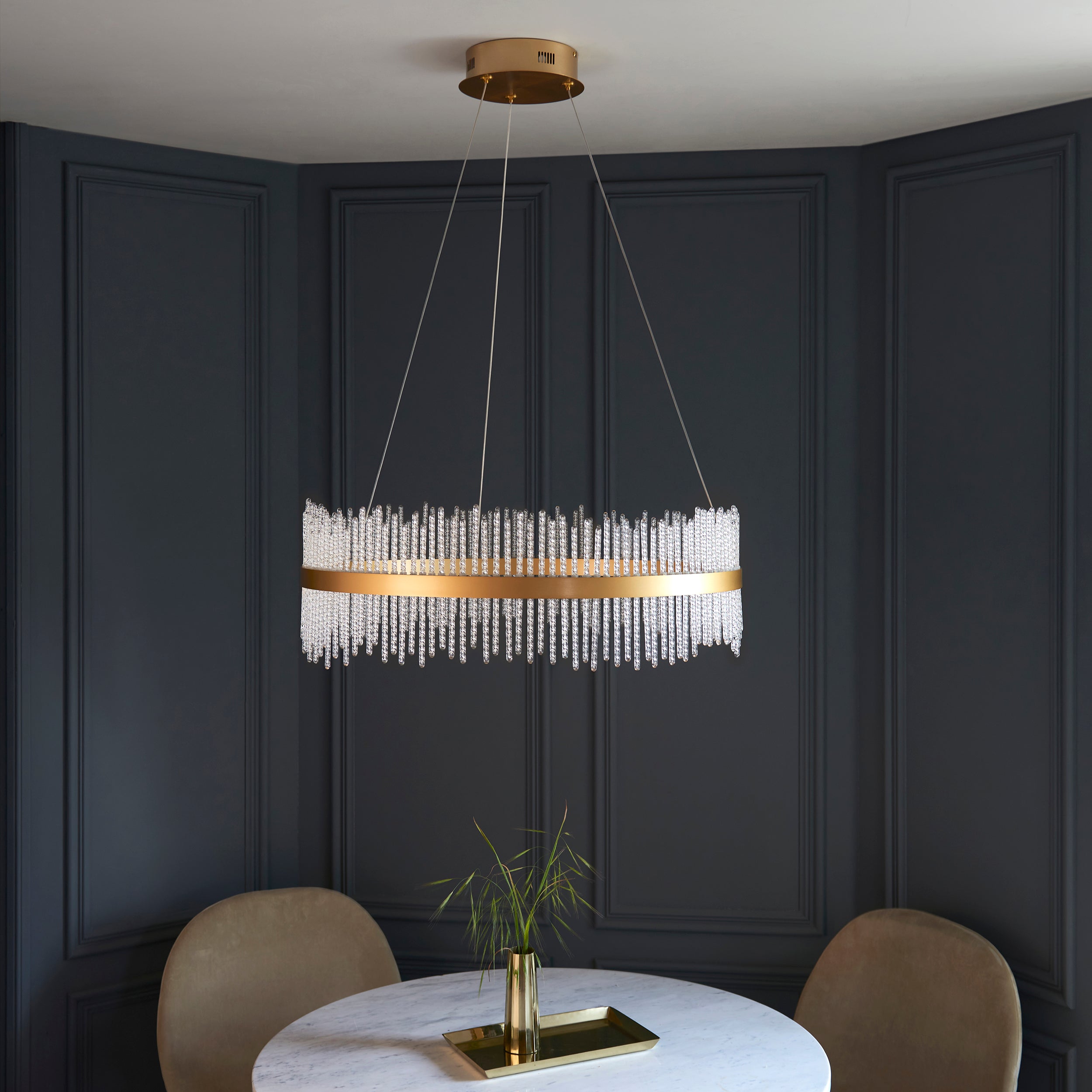 Utopia Twist Large Pendant Chandelier - Gold And Clear Glass - 70cm Diameter