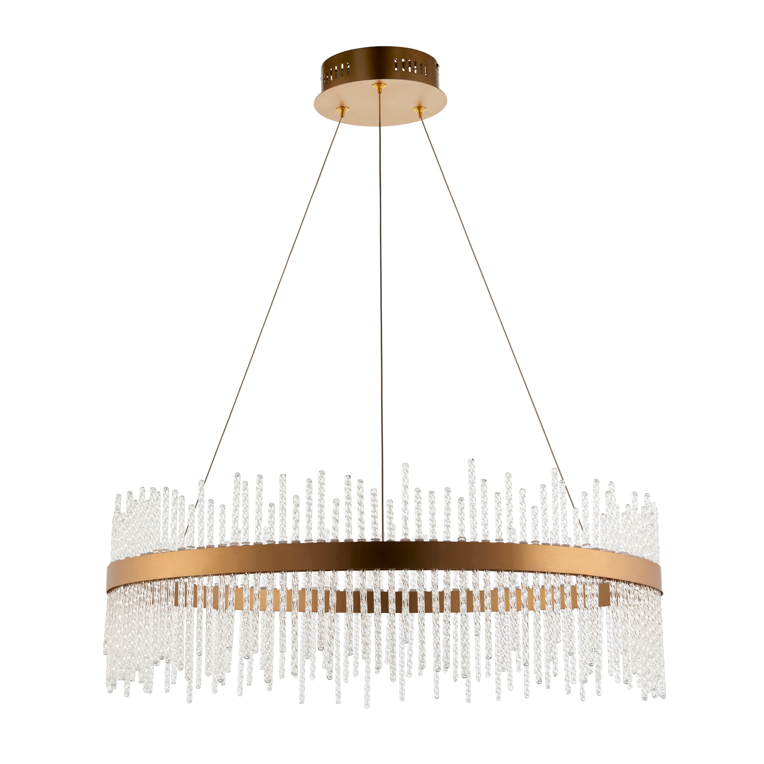 Utopia Twist Large Pendant Chandelier - Gold And Clear Glass - 70cm Diameter