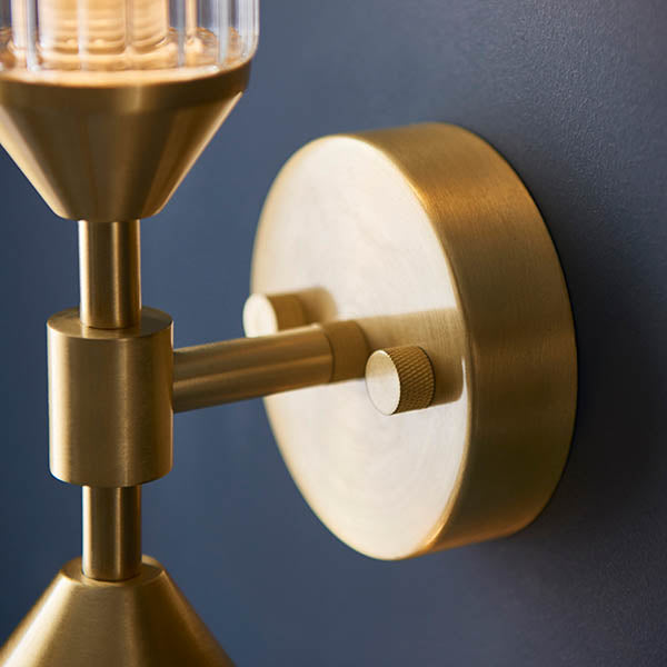 Utopia Matrix 2 Light Wall Light - Satin Brass