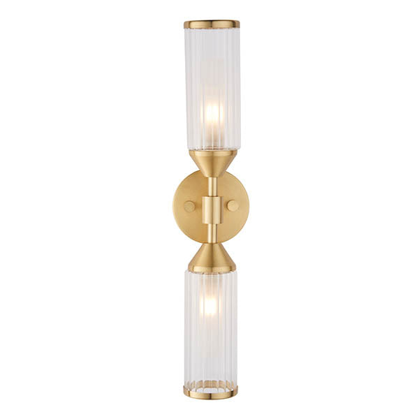 Utopia Matrix 2 Light Wall Light - Satin Brass