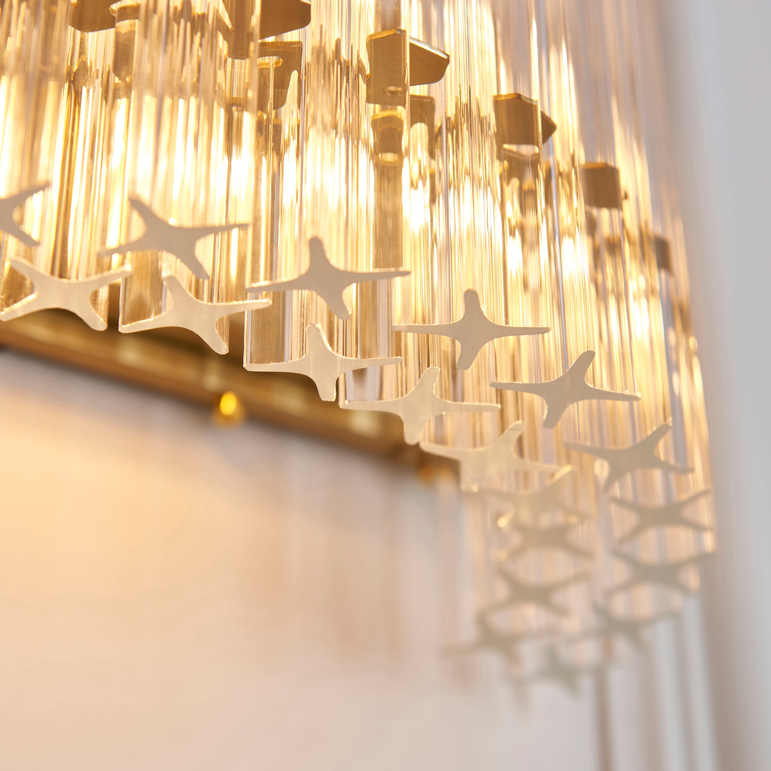 Utopia Lume 2 Light Wall Light - Brushed Aged Brass & Clear Glass