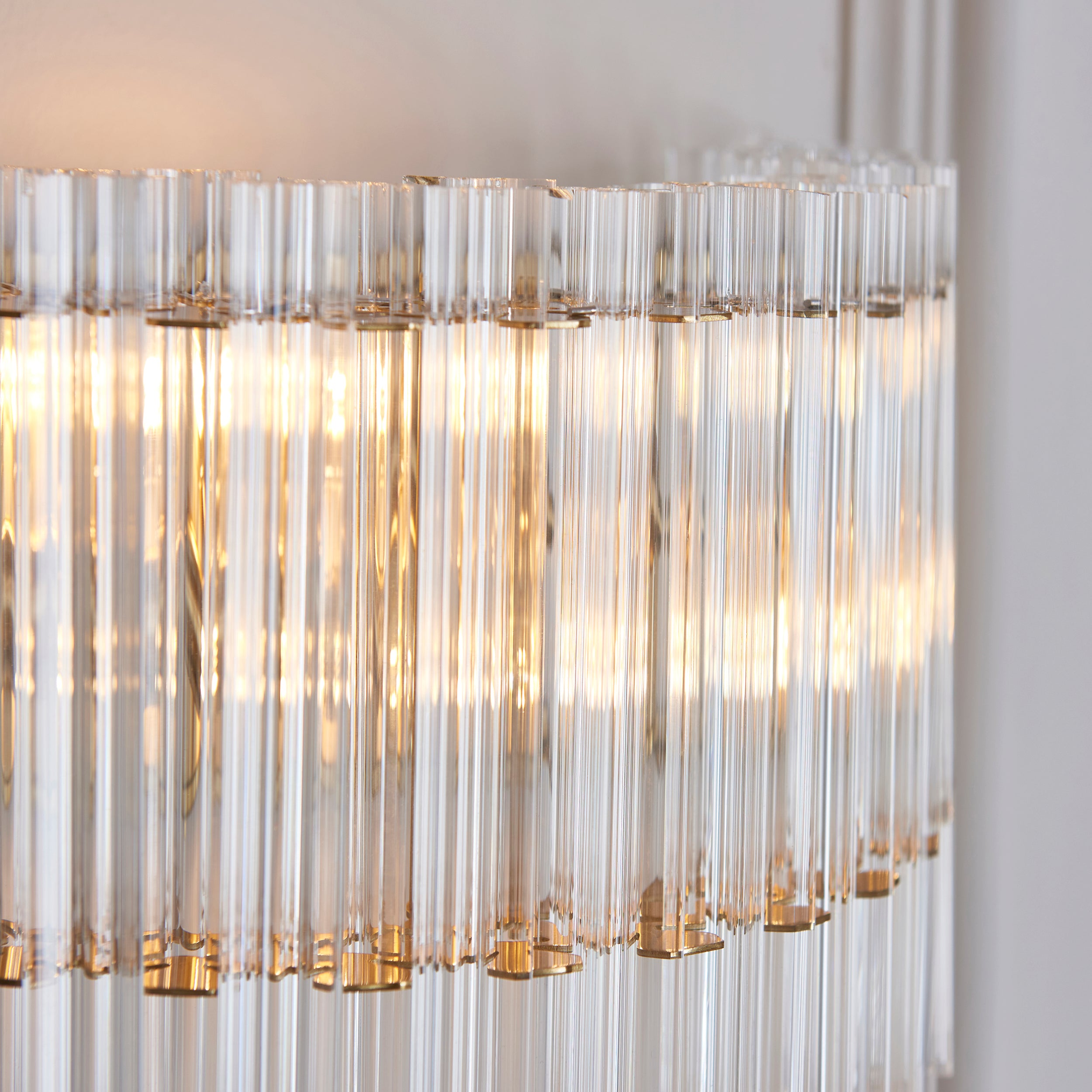 Utopia Lume 2 Light Wall Light - Brushed Aged Brass & Clear Glass