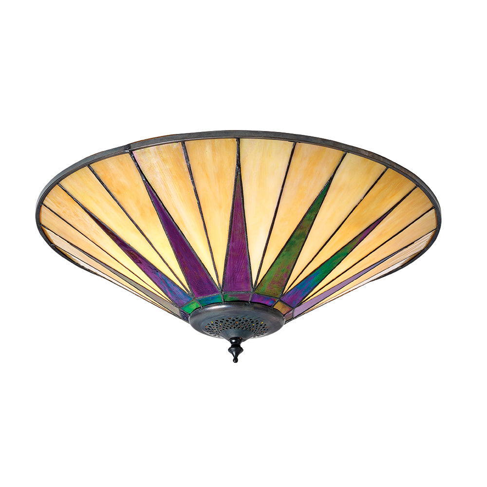 Interiors 1900 Dark Star Large 2 Light Flush Fitting - Tiffany Glass
