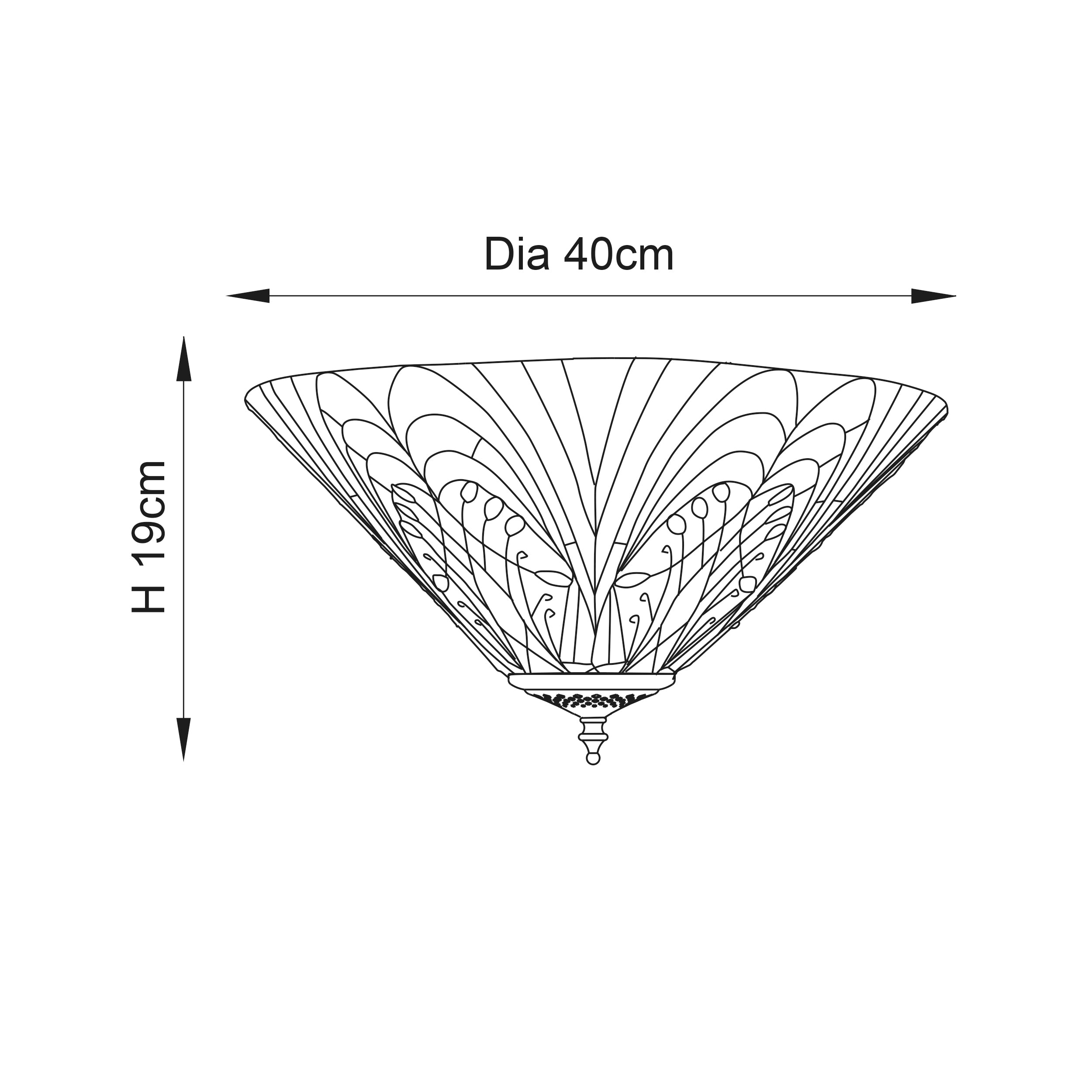Interiors 1900 Hector Medium 2 Light Flush Fitting Pendant -Handcrafted Tiffany Style Glass