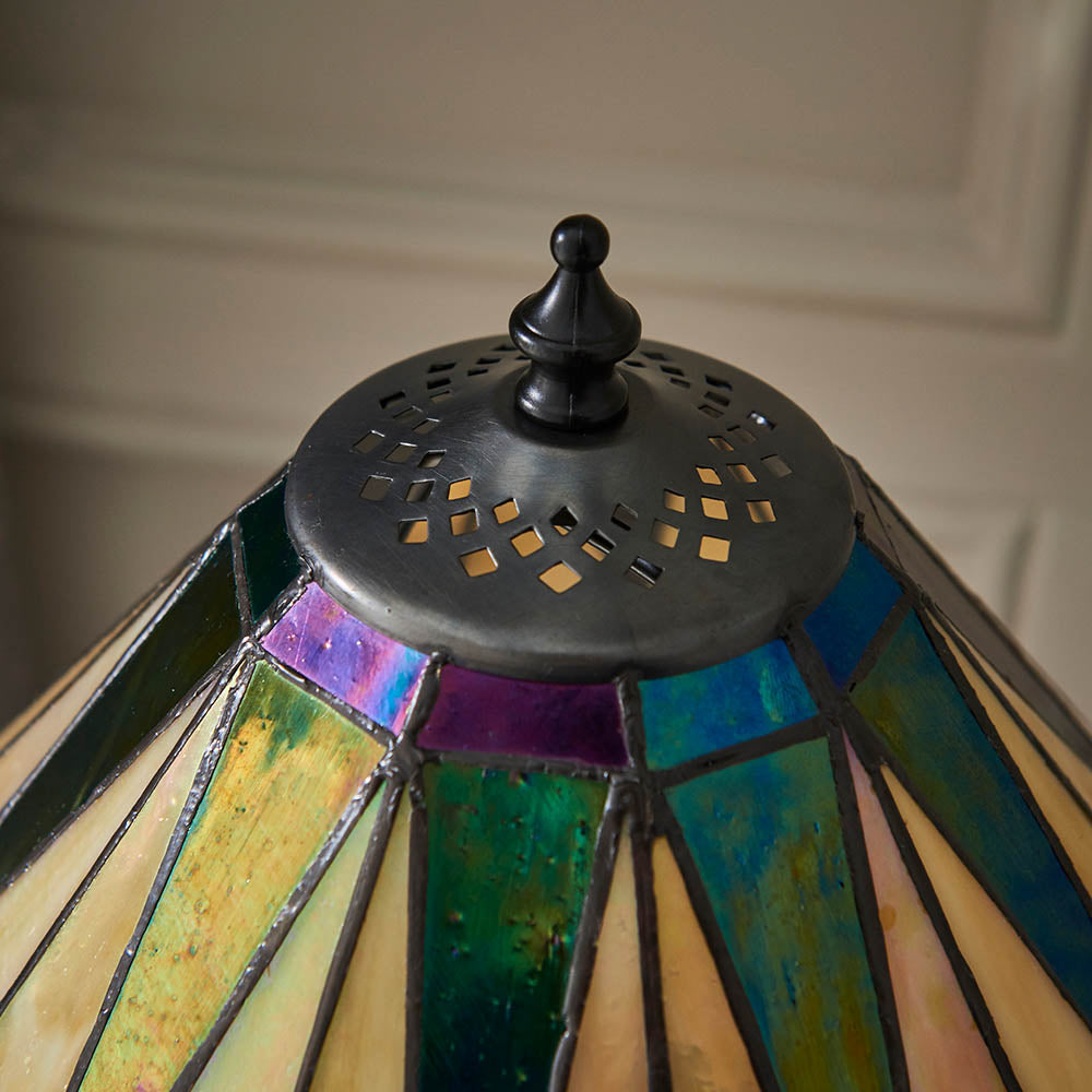 Interiors 1900 Dark Star Small Table Lamp - Tiffany Glass