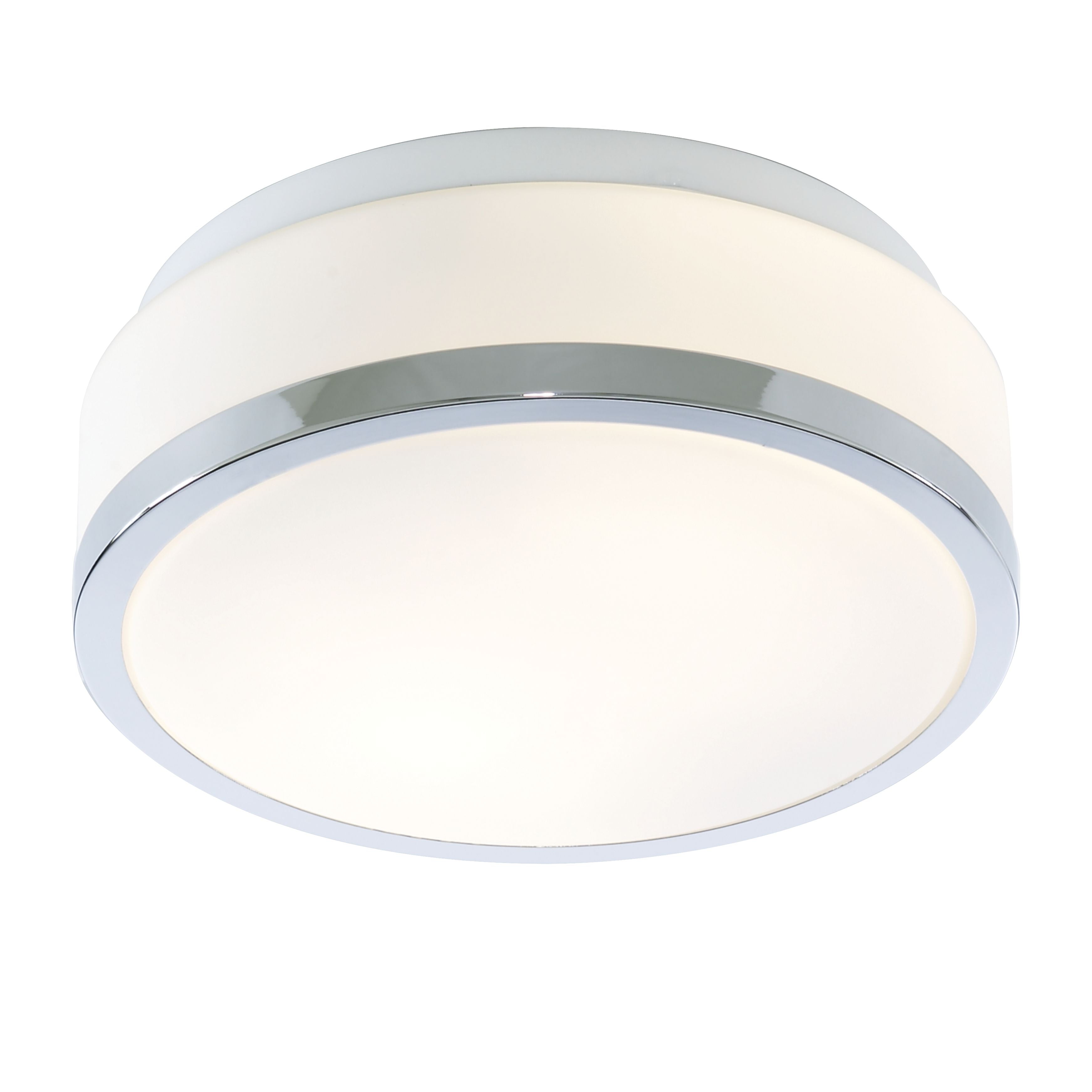 Searchlight Cannock 23cm 2 Light Flush - Chrome & White Glass