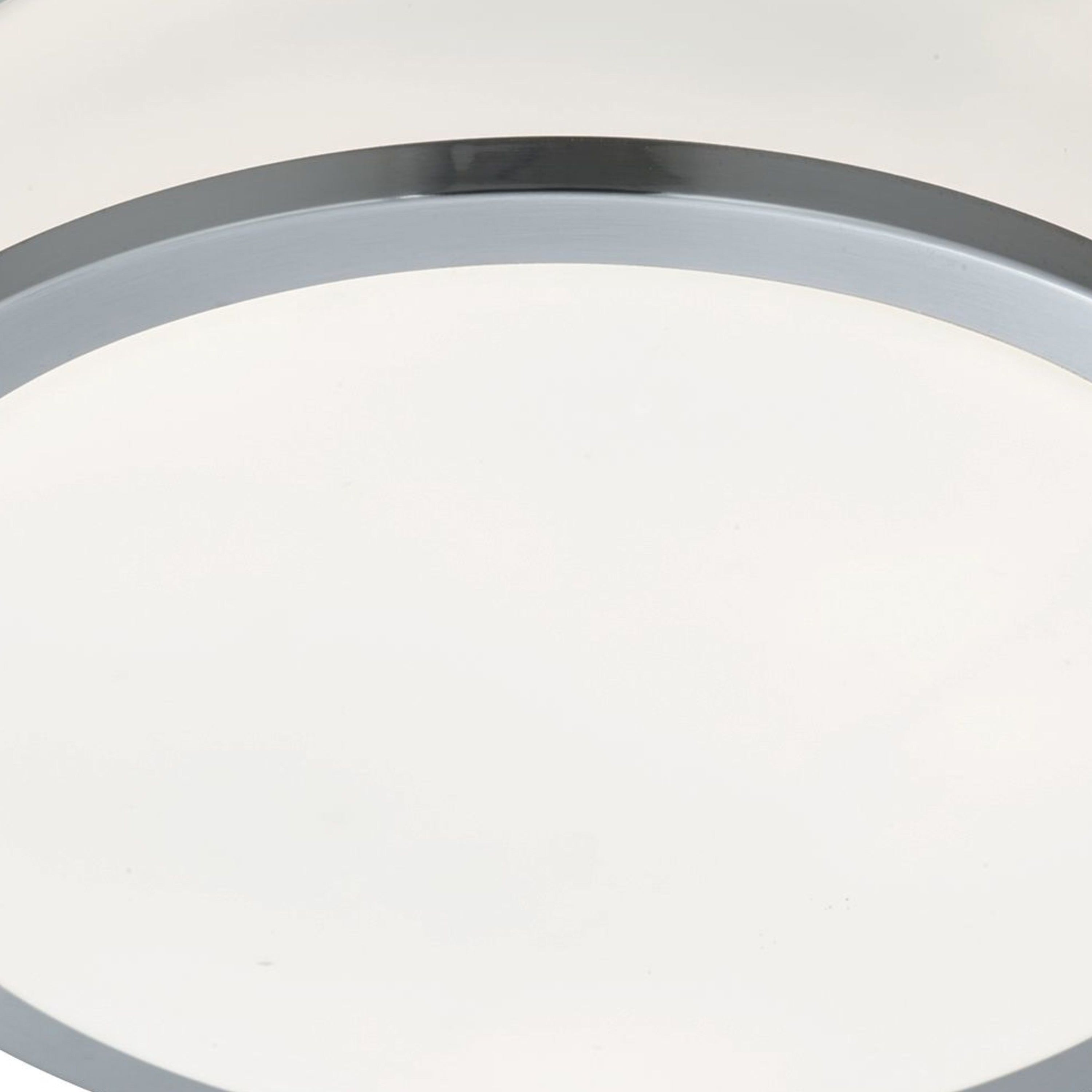 Searchlight Cannock 23cm 2 Light Flush - Satin Silver & White Glass