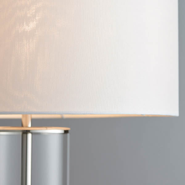 Endon Lessina Single Light Table Lamp - Bright Nickel Plate & Vintage White Fabric