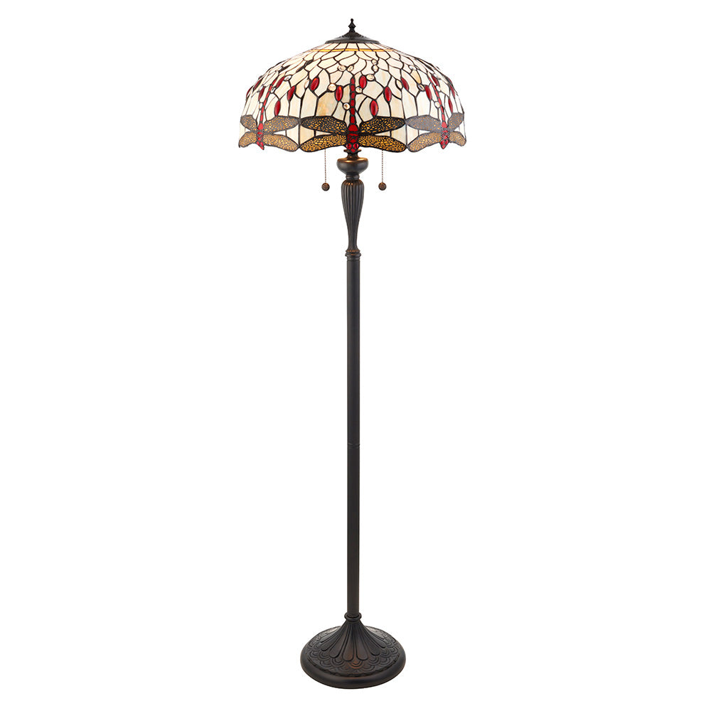 Interiors 1900 Dragonfly Beige Floor Lamp - Tiffany Glass