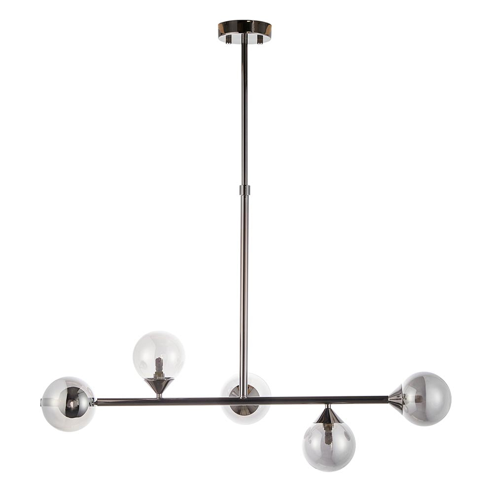 Utopia Hazy Linear Ceiling Pendant - Matt Black & Smokey Mirror Glass