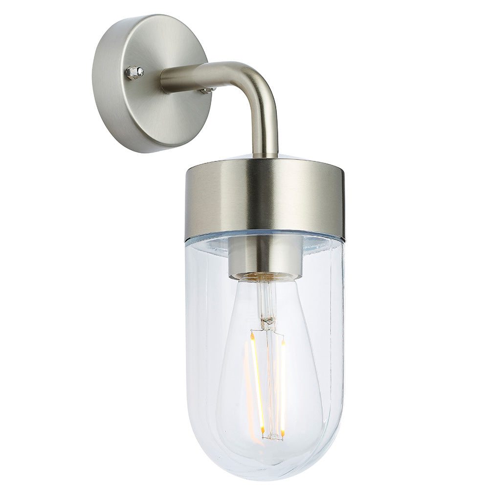 Endon North Single Light Wall Light - Brushed Stainless Steel & Clear Glass