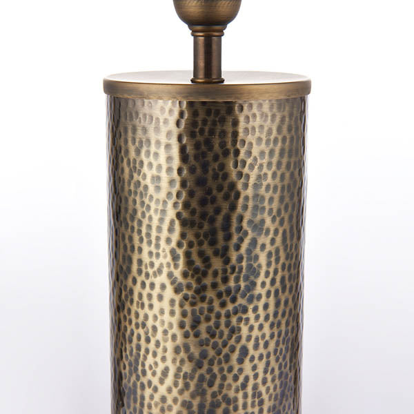 Endon Indara Single Light Table Lamp - Hammered Bronze Plate & Neutral Linen Mix Fabric