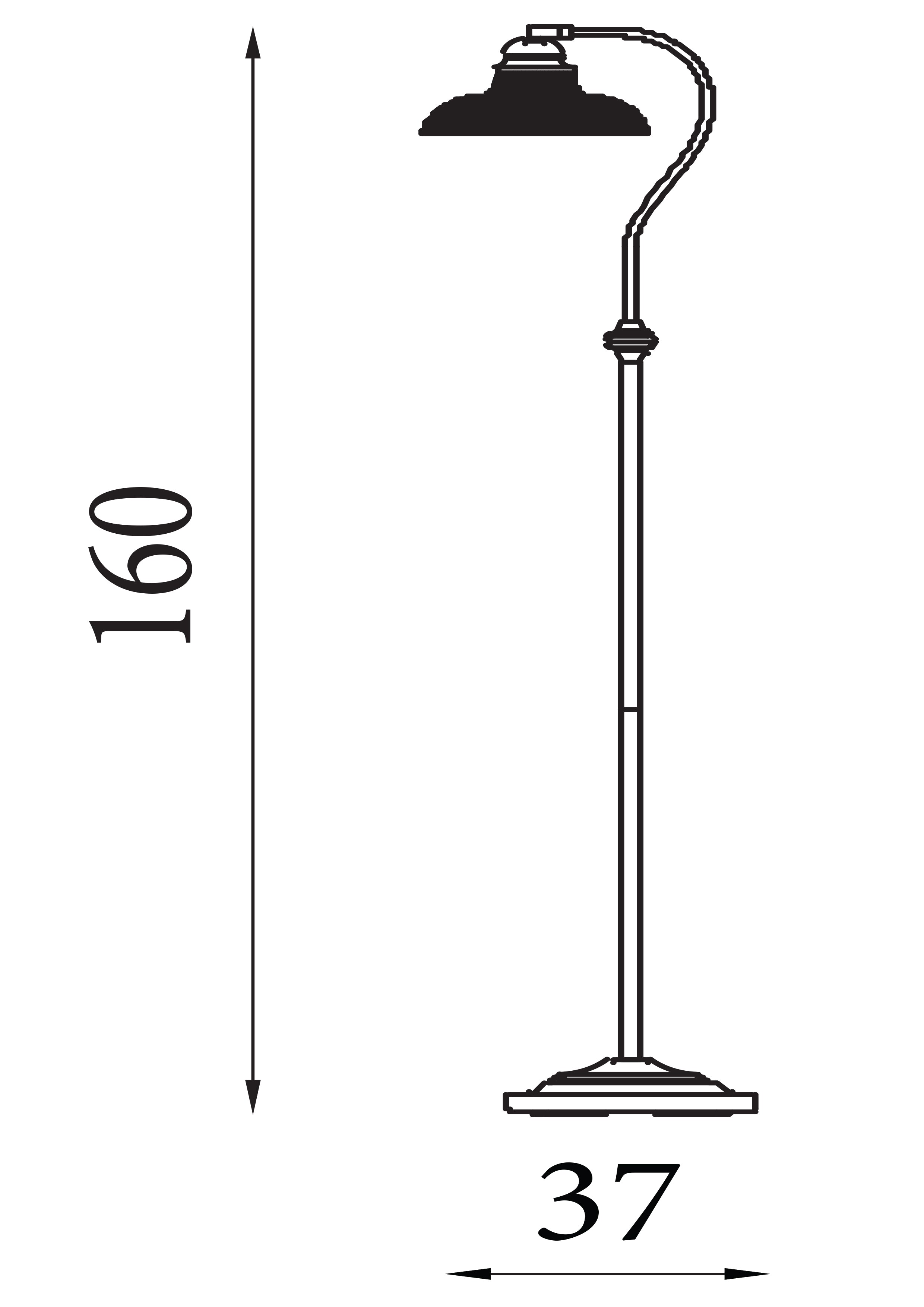 Searchlight Beech III Floor Lamp - Satin Silver & Holophane Style Glass