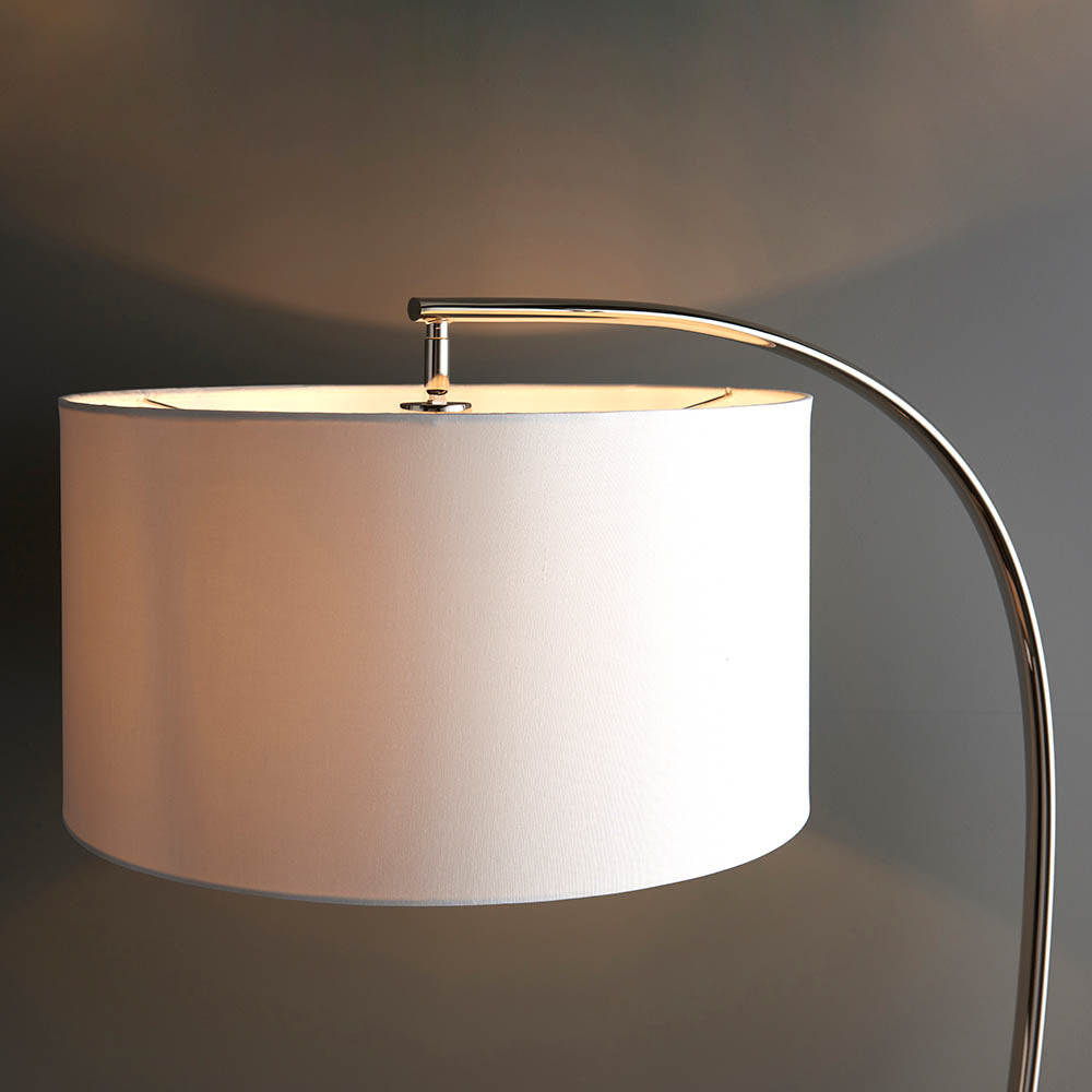 Endon Josephine Single Light Floor Lamp - Bright Nickel Plate & Vintage White Fabric
