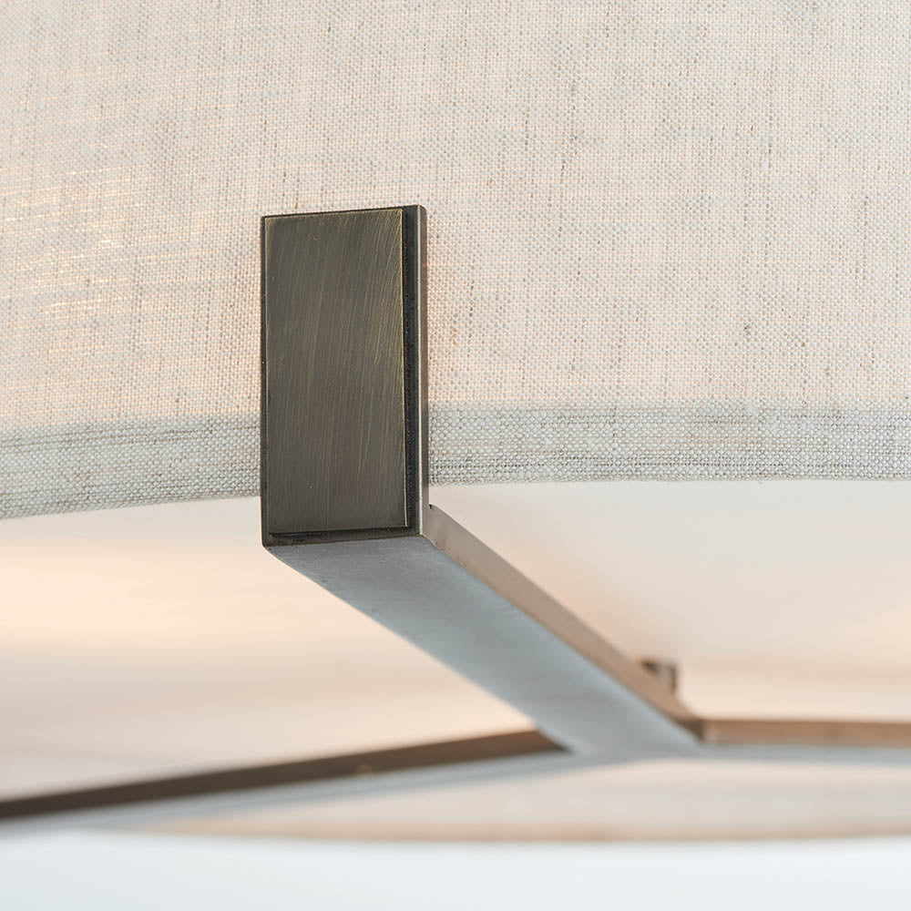 Endon Hayfield 3 Light Pendant - Brushed Bronze Plate & Neutral Linen