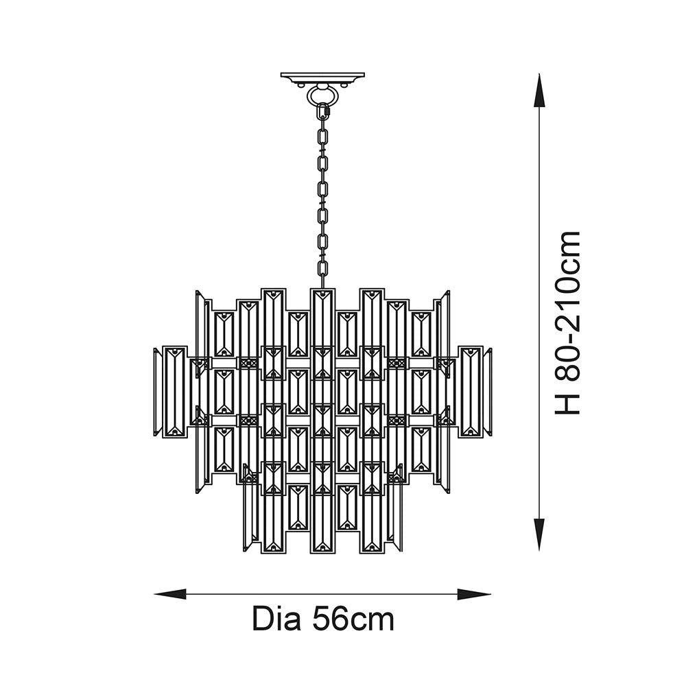 Endon Viviana 12 Light Pendant - Chrome Plate & Champagne Crystal