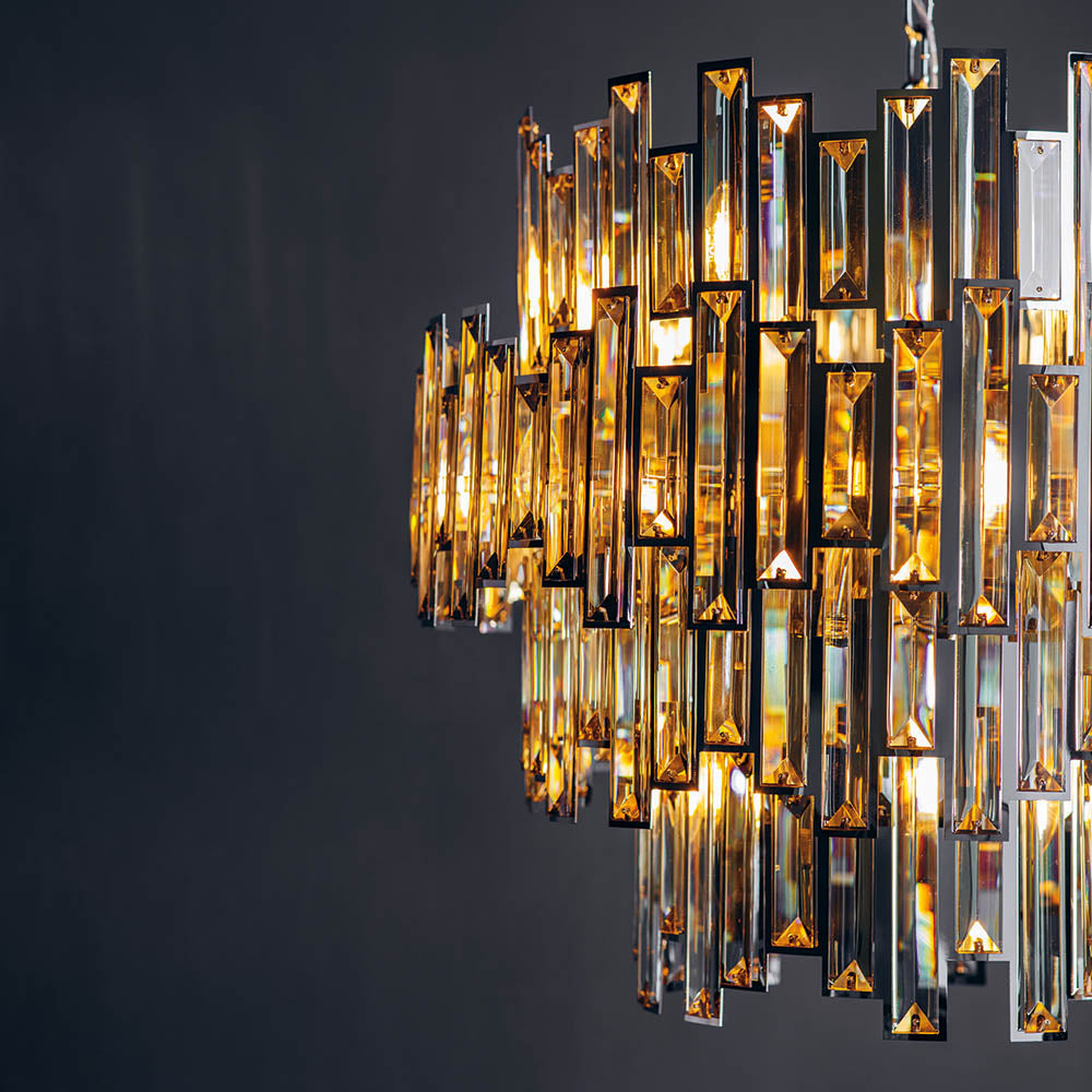 Endon Viviana 15 Light Pendant - Chrome Plate & Champagne Crystal