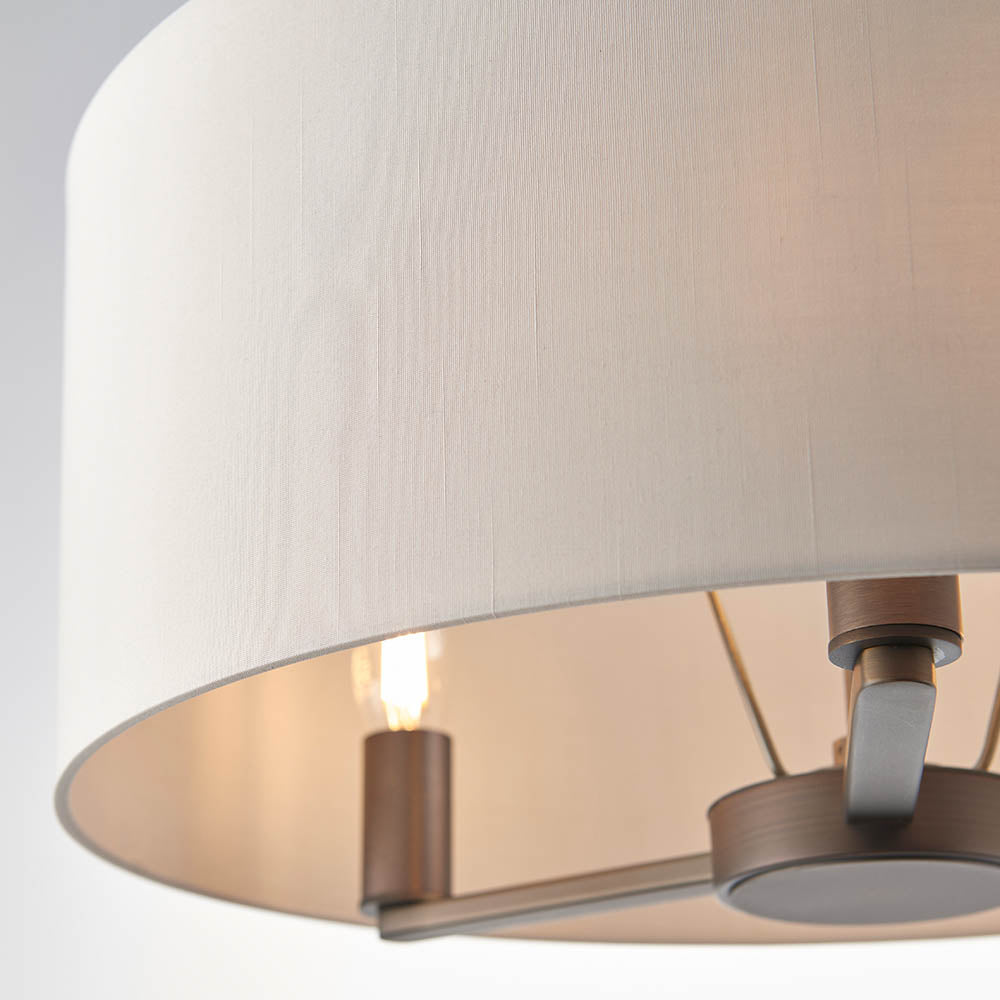Endon Daley 3 Light Pendant - Antique Bronze Plate & Marble Fabric