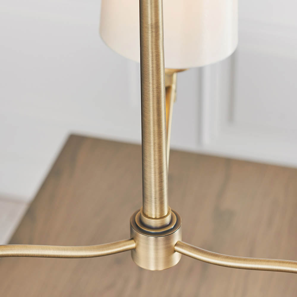 Endon Ortona 3 Light Pendant - Matt Antique Brass Plate & Vintage White Fabric