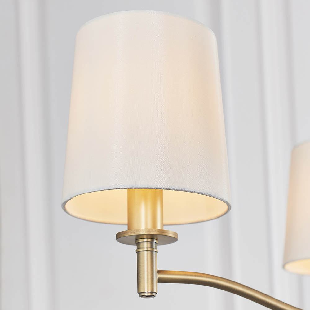 Endon Ortona 3 Light Pendant - Matt Antique Brass Plate & Vintage White Fabric
