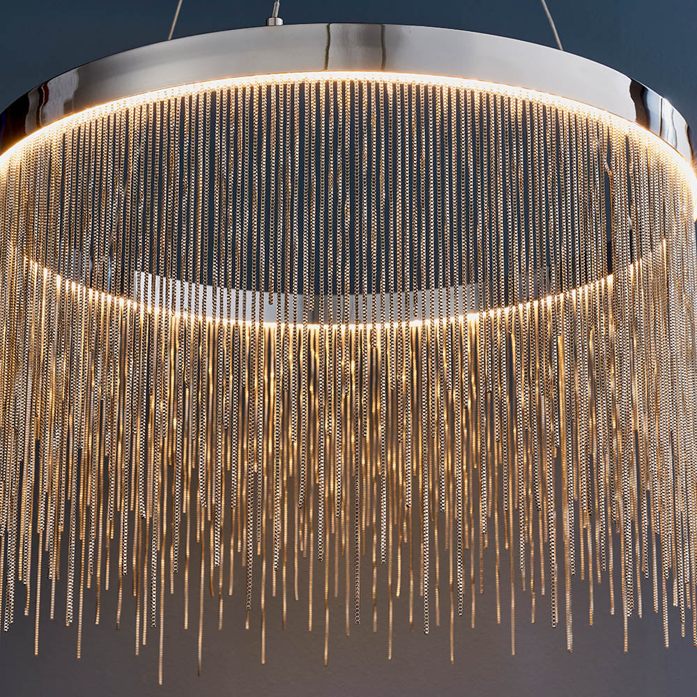 Endon Zelma Single Light Pendant - Chrome Plate & Silver Effect Chain