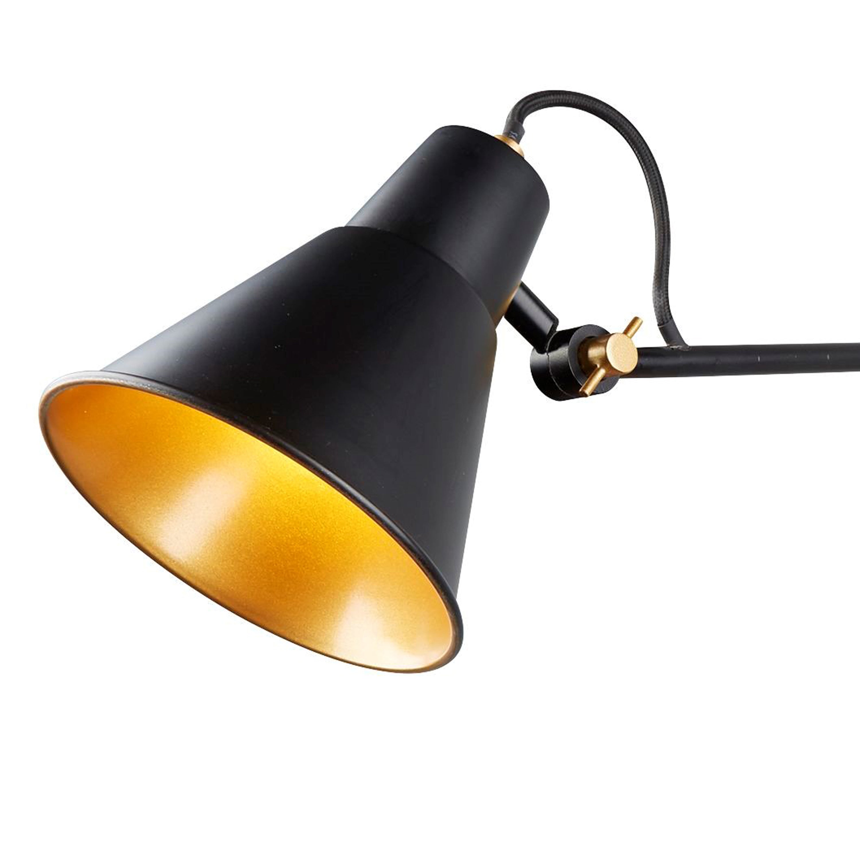 Searchlight Single Adjustable Wall Bracket, Matt Black, Gold