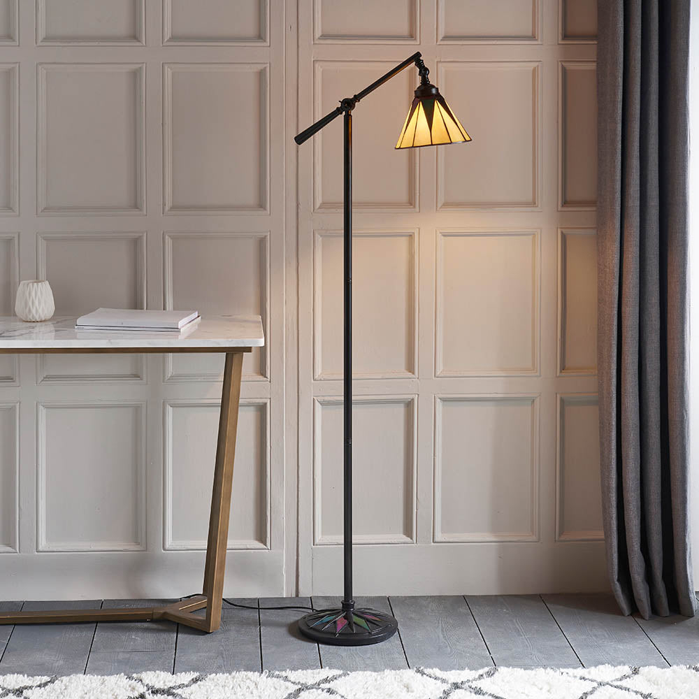 Interiors 1900 Dark Star Task Floor Lamp - Tiffany Glass